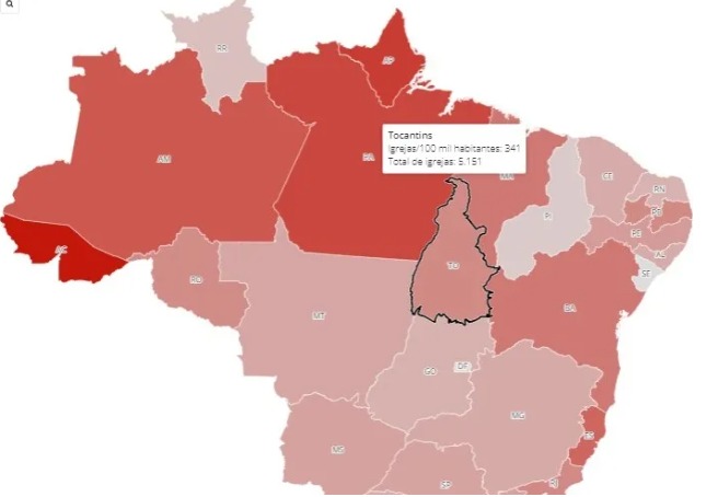 Número de templos religiosos no Brasil é maior que o de escolas e hospitais juntos; Região Norte do país lidera ranking